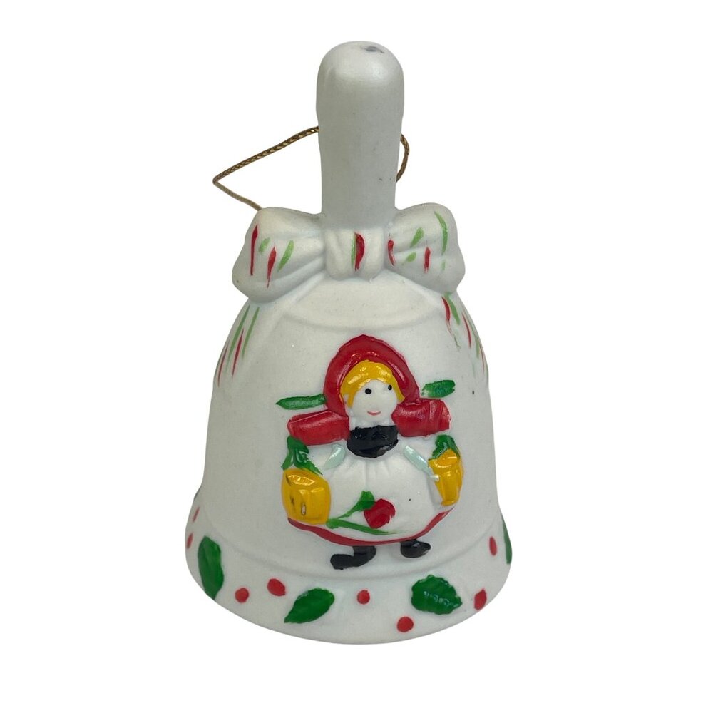 JC Penney Twelve Days Of Christmas Ornament Eight Maids a Milking Ceramic Bell